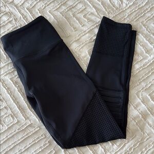 Black Moto Mesh Panel Leggings 7/8 24”
